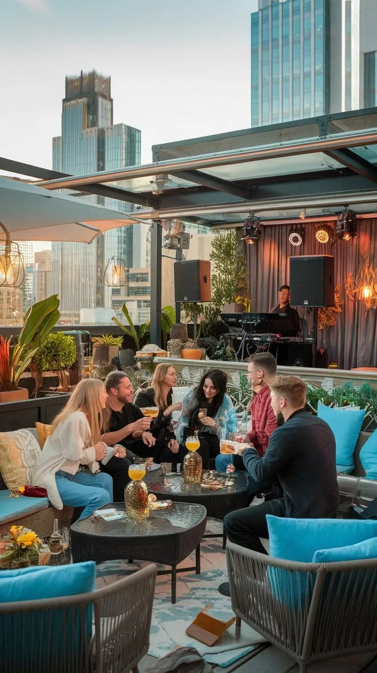 Experience unforgettable nights at this rooftop oasis, where city lights, handcrafted cocktails, and vibrant company create the perfect blend of sophistication and fun.