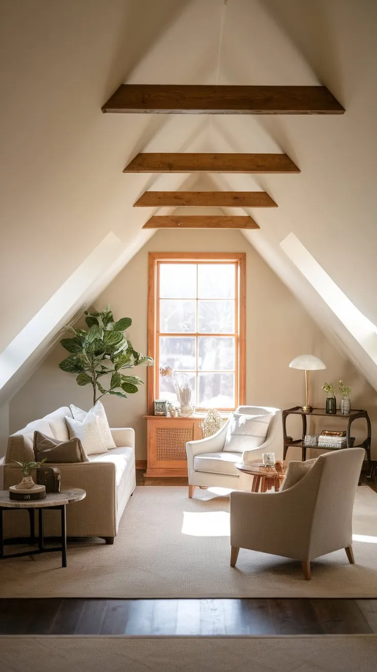 The attic lounge whispers promises of relaxation, its cozy atmosphere wrapping around you as you discover a space designed for serenity, filled with earthy touches and a captivating rustic allure.