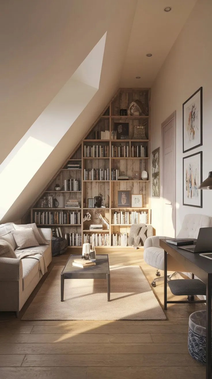 Step into your exquisitely designed attic man cave, where comfort and style dance in perfect harmony, crafting an irresistible sanctuary for unwinding and igniting your imagination.