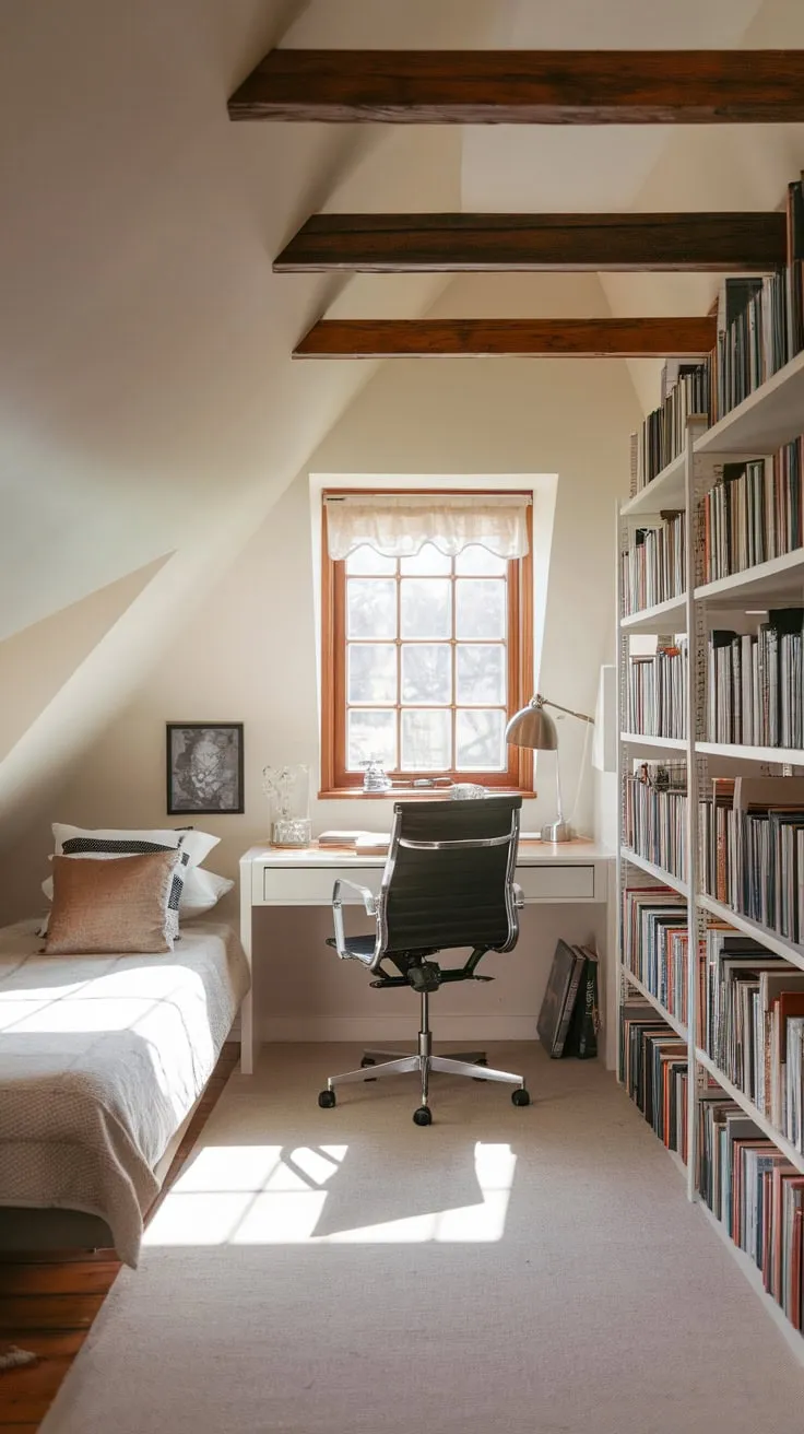 Step into your attic man cave, where comfort and functionality dance together, crafting an irresistible haven for unwinding and unleashing your inner artist.