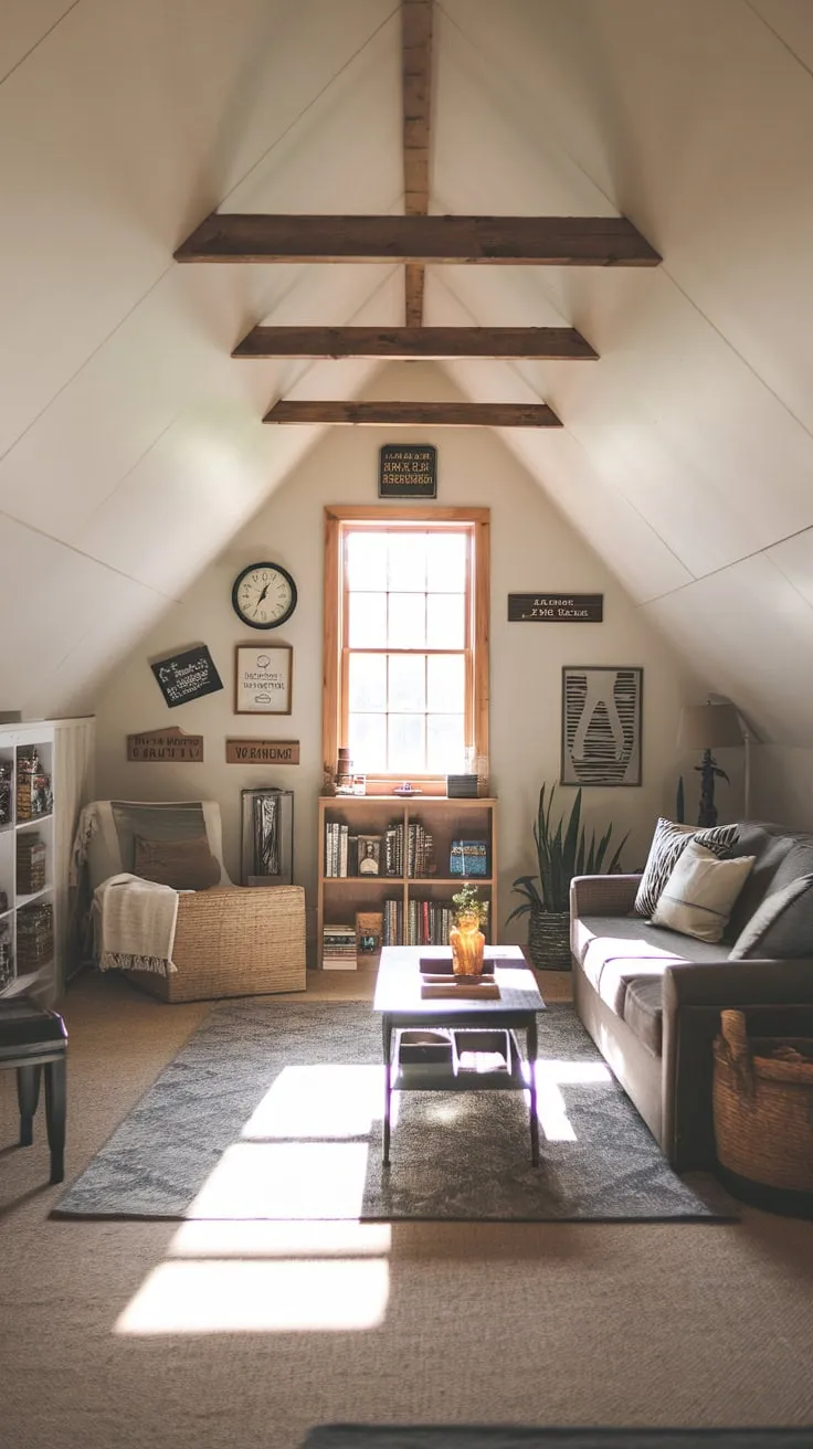 Ascend to your attic man cave, a haven where comfort and style dance in perfect harmony, transforming the space into an irresistible escape that whispers promises of relaxation and ignites your creative fire with each thoughtful touch.