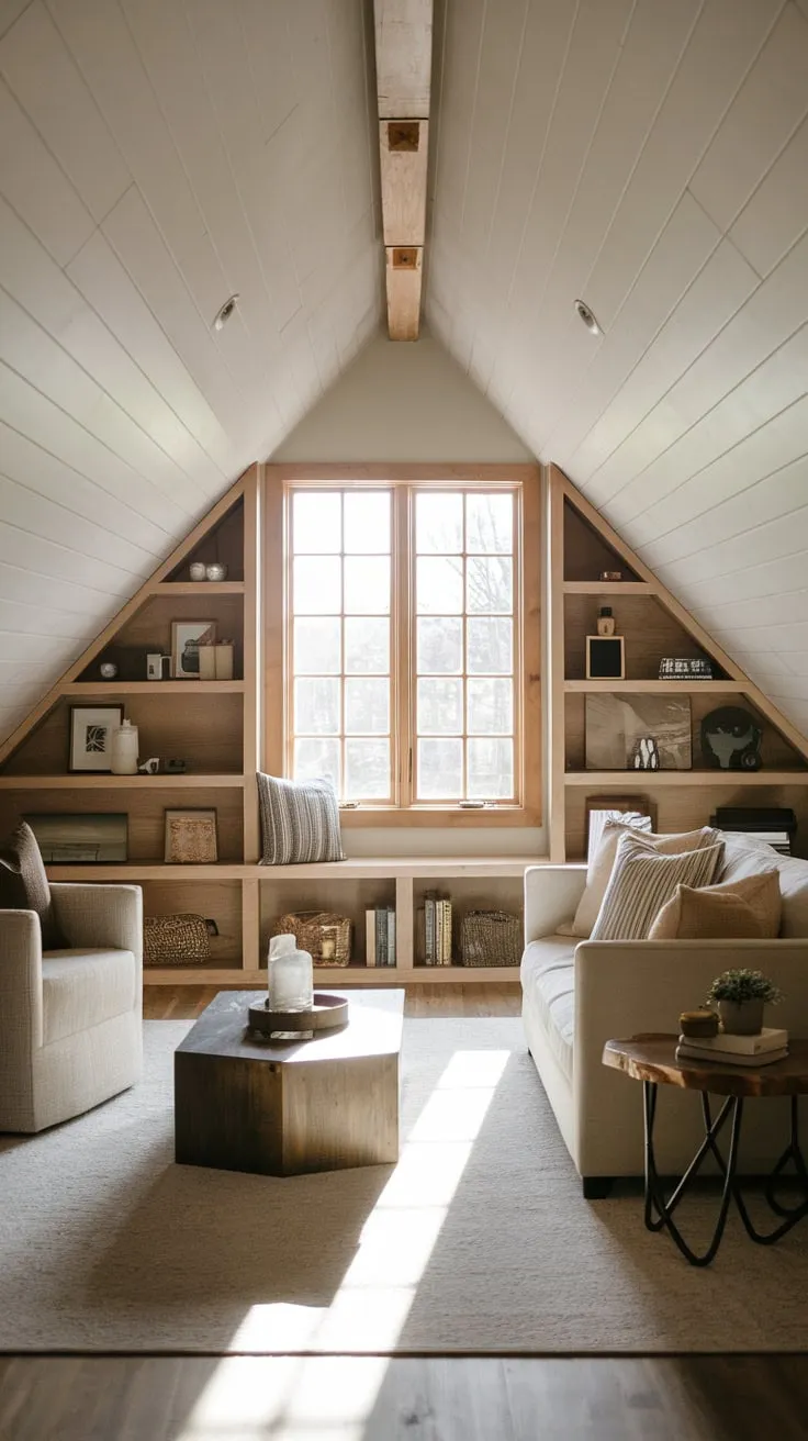 Ascend to your attic man cave, a haven where comfort and style intertwine, forging an irresistible retreat that manages to be simultaneously airy and intimately yours.