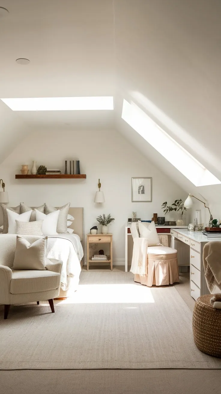 Sunlight streams through the dormer windows of your attic master suite, bathing the exquisitely designed space in a golden glow that whispers of serenity and ignites the spark of your imagination.