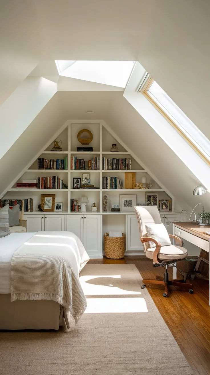 Ascend to your attic master suite, where comfort and style intertwine to craft a haven of tranquility. Neutral tones embrace you, while thoughtful design whispers inspiration, transforming the space into your personal sanctuary for relaxation and creative pursuits.