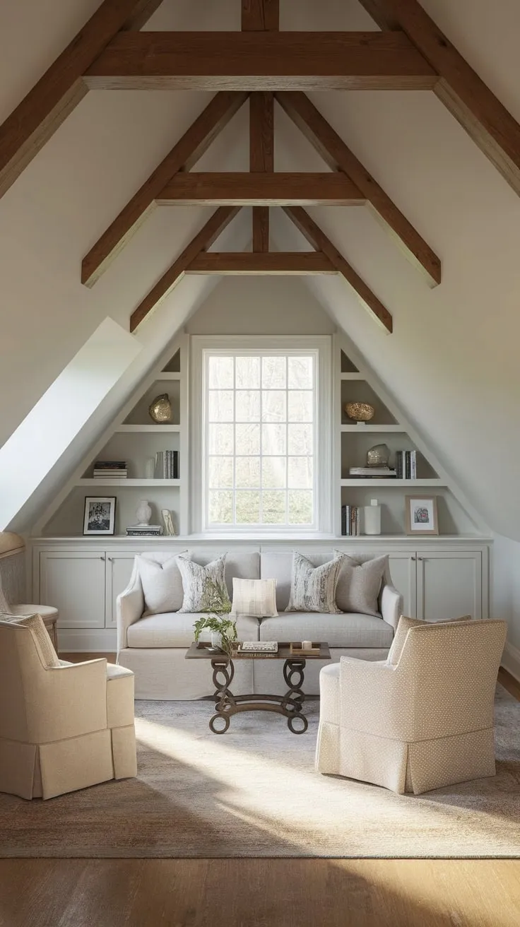 Step into your attic movie room, where plush comfort dances with sophisticated style, transforming the space into a haven for thrilling cinematic escapes and intimate, unforgettable get-togethers.