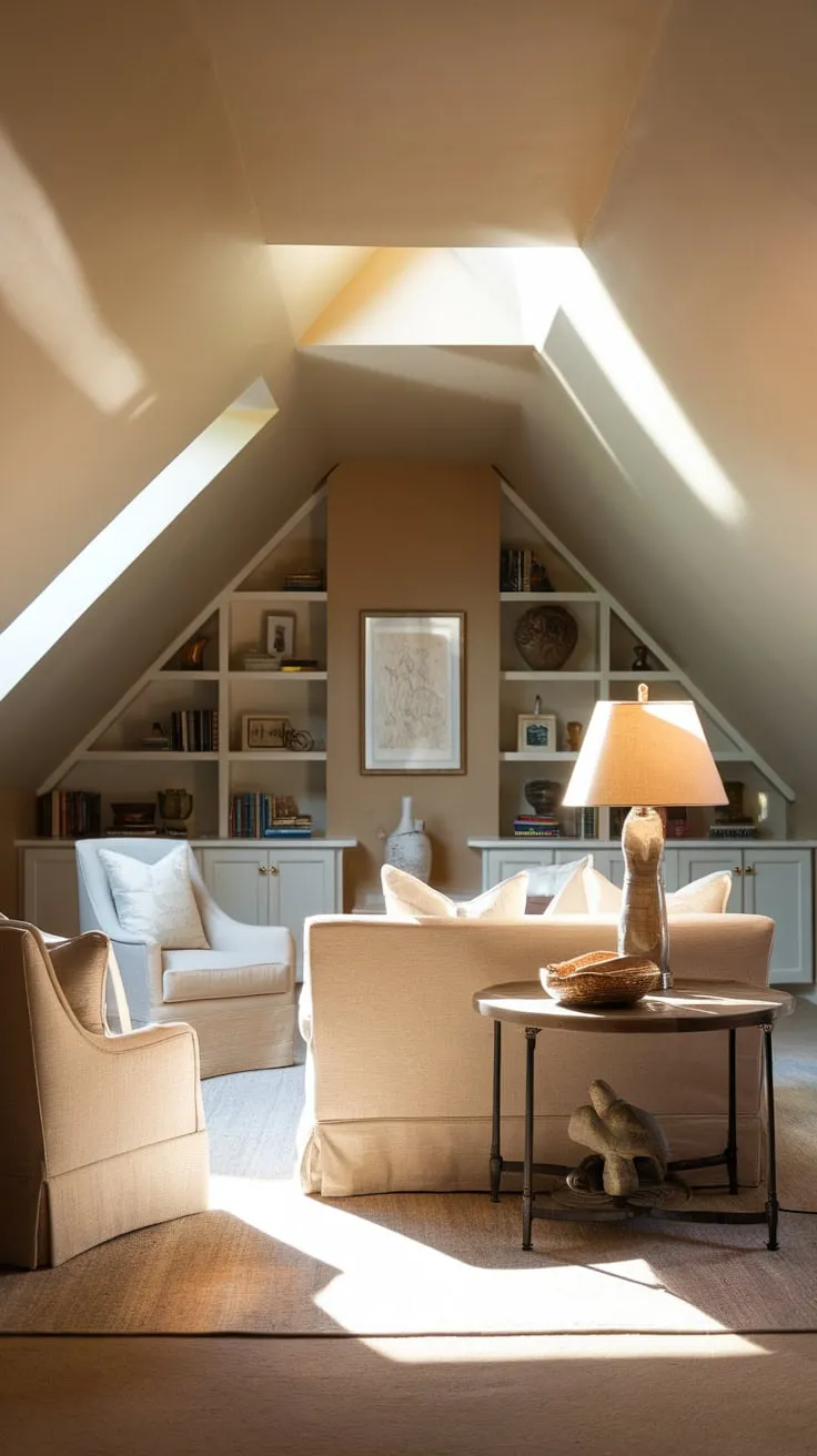 Ascend to your attic sanctuary, where plush comfort meets curated style, transforming every movie night into an immersive and utterly enchanting escape.