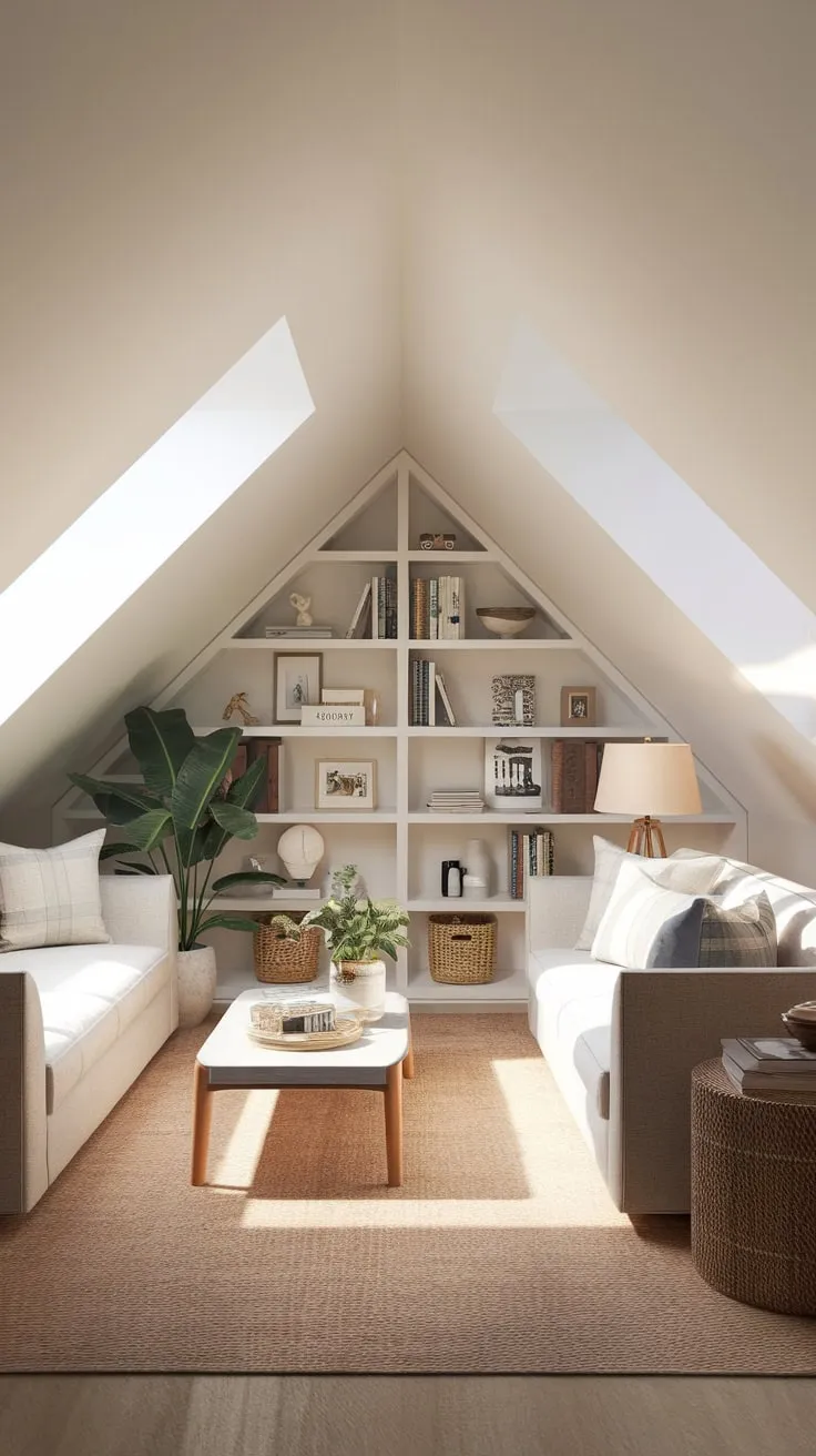 Sunlight spills across the warm, neutral hues of the attic playroom, beckoning you into a haven where thoughtfully placed furniture whispers promises of endless adventures and sparks the kind of imagination that makes the ordinary extraordinary.