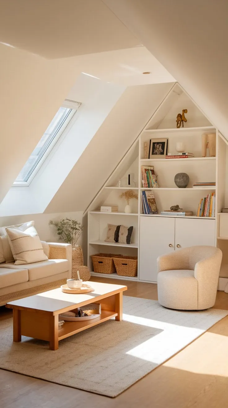 Sunlight streams into the attic playroom, illuminating meticulously arranged toys and cozy nooks, beckoning you to lose yourself in worlds of make-believe and tranquil daydreams.
