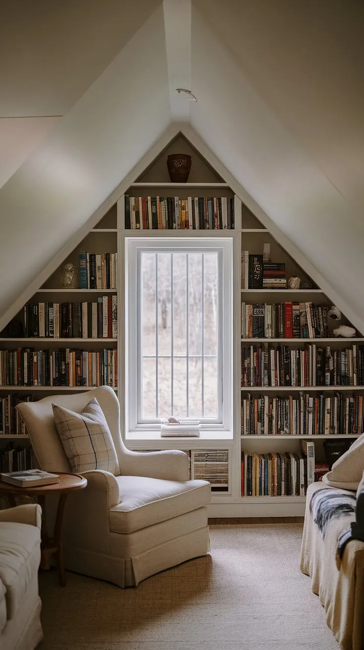 My little dormer reading nook: a haven of books, soft light, and a view. The perfect slanted ceiling reading nook for quiet afternoons and reading nook by window escapes.