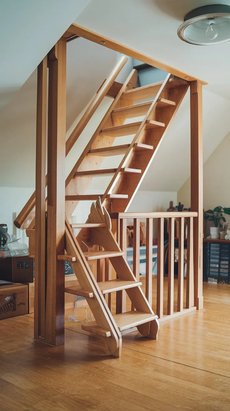 This retractable attic stairs system provides a seamless blend of functionality and style.  The folding attic stairs are crafted from durable wood, offering a secure and convenient attic access solution.  These wooden attic stairs are a perfect example of smart attic stair design, prioritizing both space-saving features and attic stair safety.  Explore various attic stair kits and attic stair solutions to find the perfect fit for your home.  Proper attic stair installation is key to ensuring long-lasting performance and peace of mind.