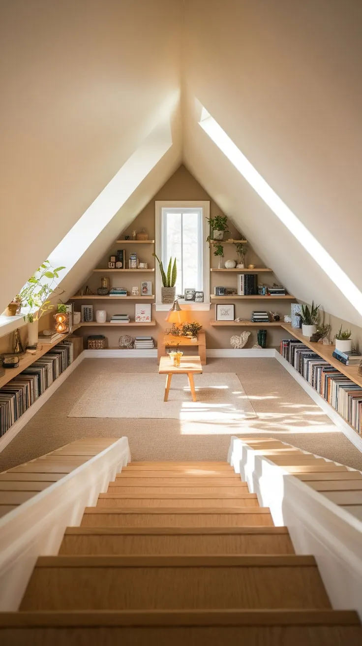 The moment you climb those charming attic stairs, you're drawn into a world of comforting shadows and sun-drenched corners, where carefully chosen details conspire to create a sanctuary – a place where the weight of the world melts away, replaced by a surge of creative energy and profound peace.