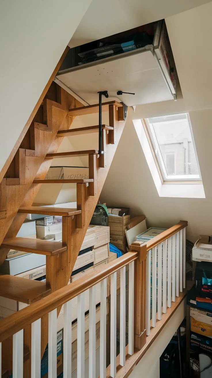 Discover the secrets of the attic with these elegant pull-down attic stairs.  The attic access stairs, a marvel of attic stair design, effortlessly fold away, making them ideal space-saving attic stairs.  Whether you're considering attic stair installation or seeking attic stair solutions, these wooden attic stairs (though aluminum attic stairs are also available) offer a blend of functionality and style.  Prioritize attic stair safety with a secure design and proper attic ladder installation.  Explore the possibilities with attic stair kits and transform your attic space.