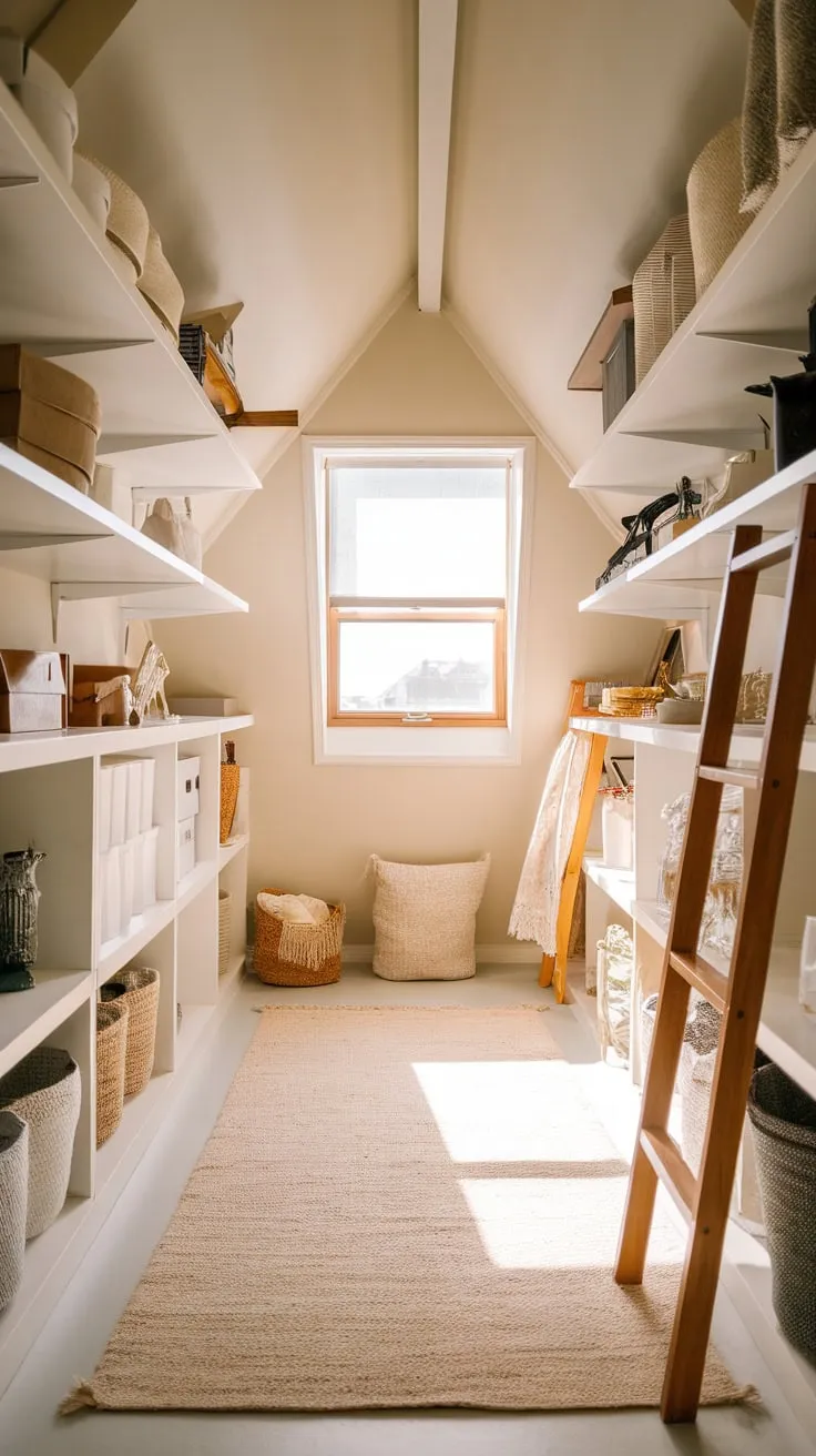 Sunlight streams through the dormer window of your attic, illuminating meticulously arranged shelves and casting a golden glow on the dust motes dancing in the air – a haven where the scent of aged wood and forgotten stories wraps around you like a warm embrace, beckoning you to lose yourself amongst the echoes of your past.