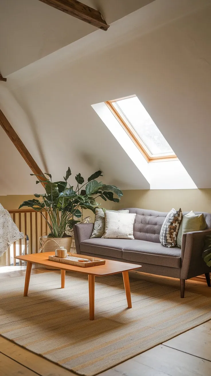 Sunlight streams into this dreamy attic tv room, a perfect example of clever attic ideas and attic design. This attic conversion cleverly maximizes the attic space, showcasing how an attic room can become a stunning attic bedroom or even an attic office.