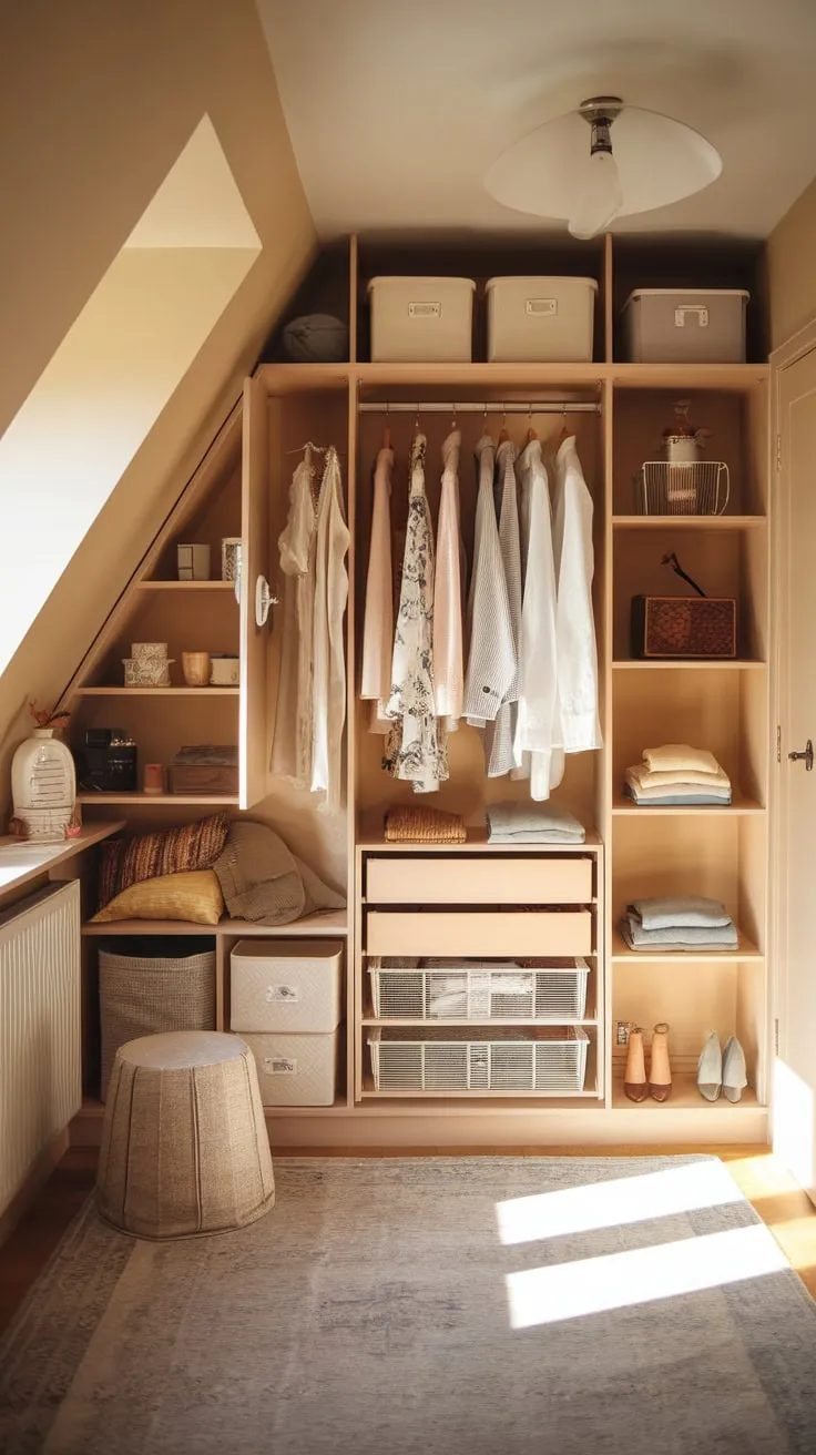 Imagine stepping into your attic wardrobe, a haven of warmth and impeccable design, beckoning you to curate a stunning collection of your favorite outfits and accessories in a space that feels uniquely yours.