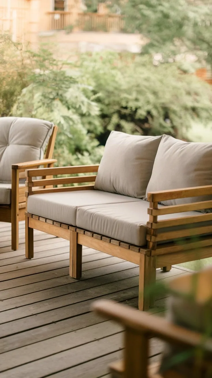 Cozy Back Porch Vibes with Wooden Furniture