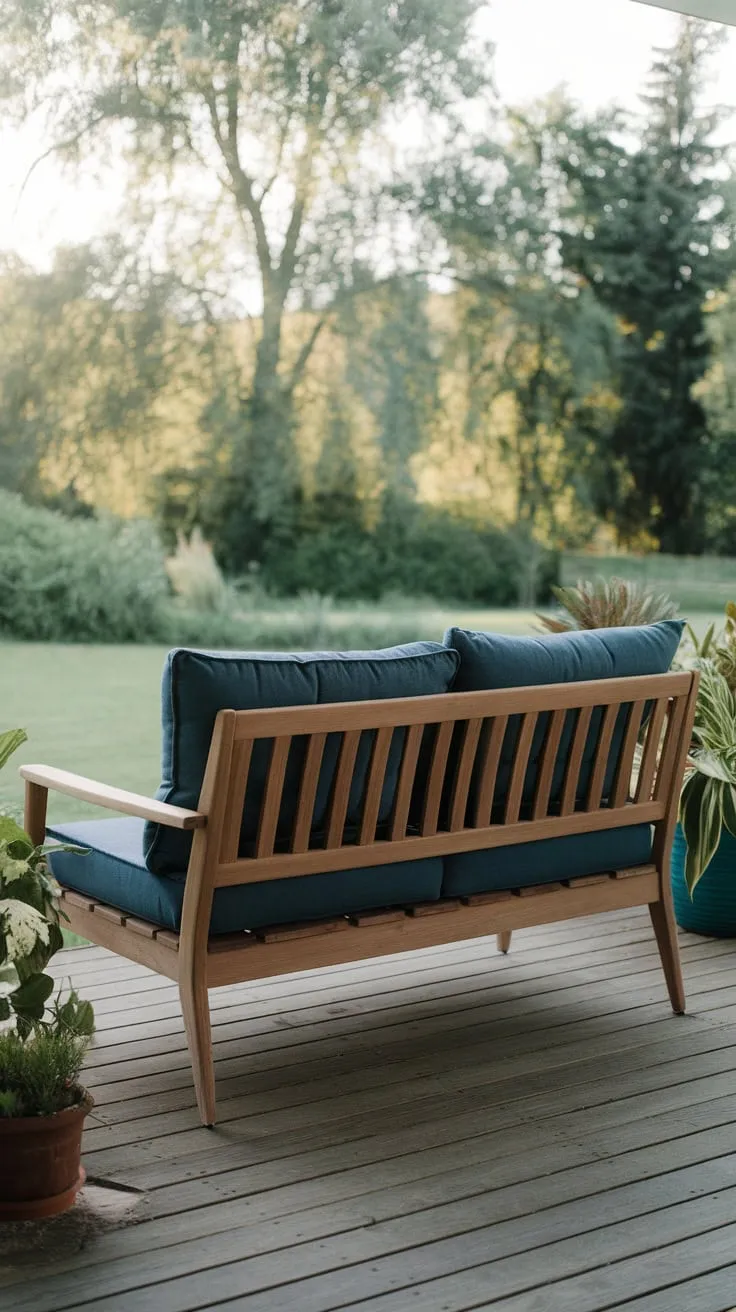 Cozy Back Porch Vibes with a Wooden Sofa