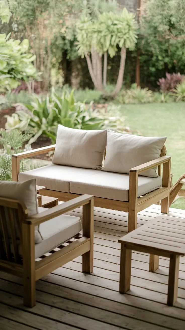 Serene Outdoor Retreat Featuring Cozy Wooden Seating