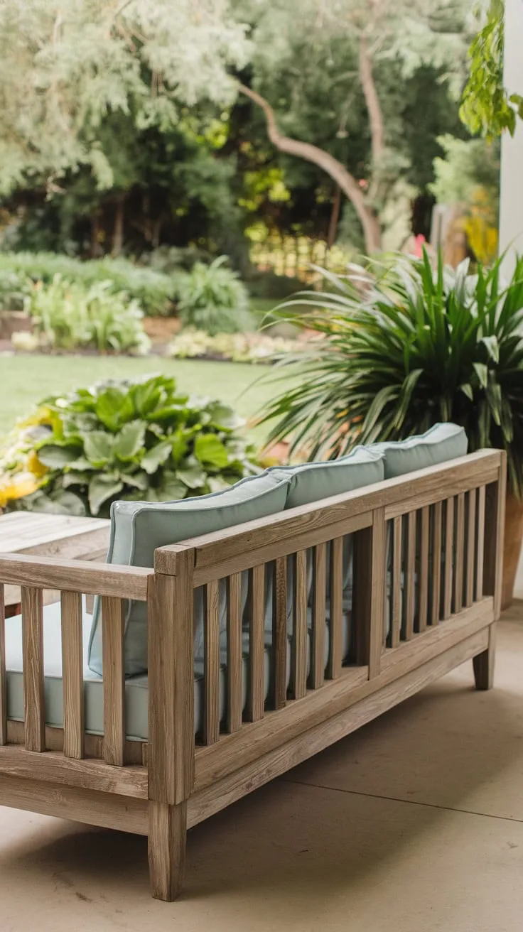 Charming Outdoor Retreat with Weathered Cedar Sofa