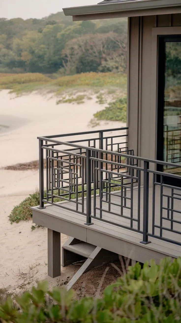 Modern Back Porch Railing Blends Style with Nature