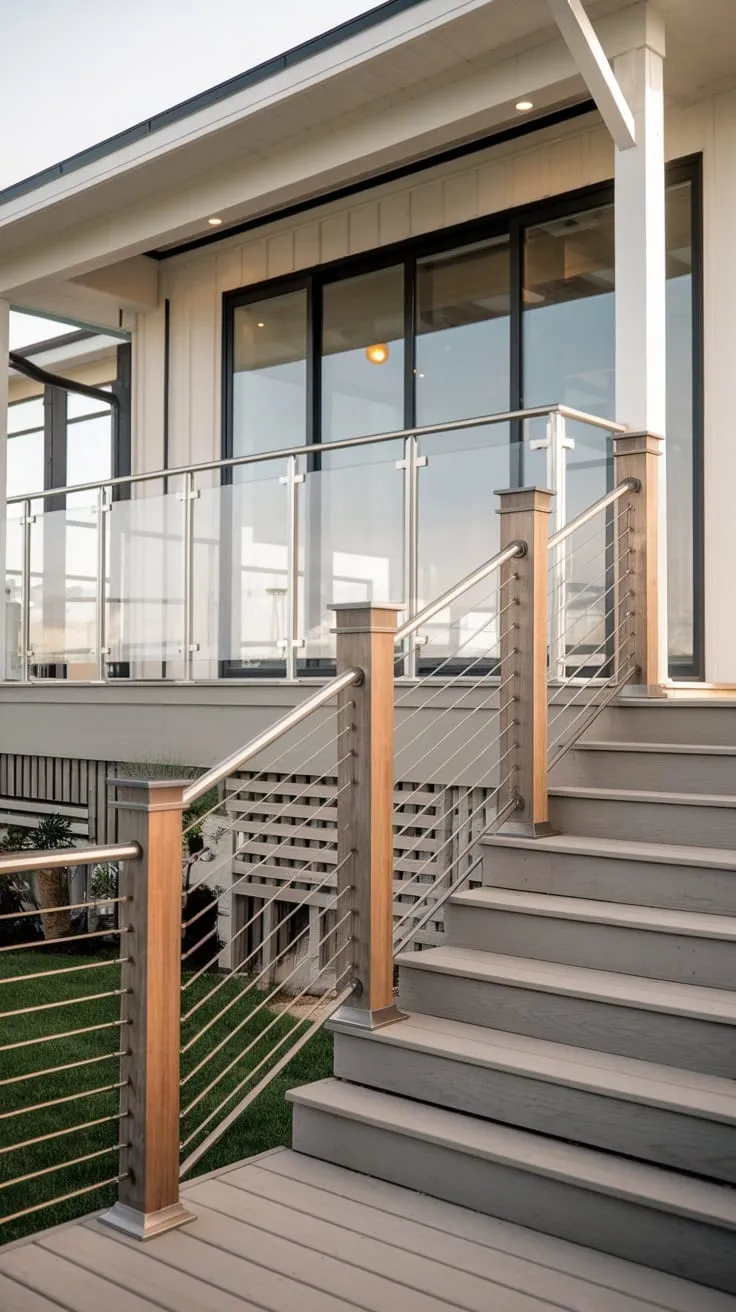 Modern Beach House Charm with Stylish Railing Design