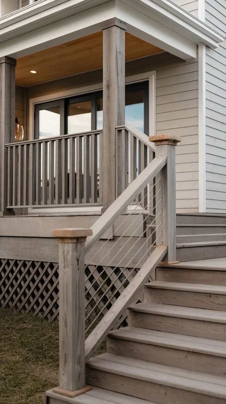 Modern Beach House Back Porch Railing Design