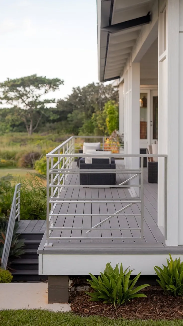 Chic Back Porch Railing Complements Beach House Vibes