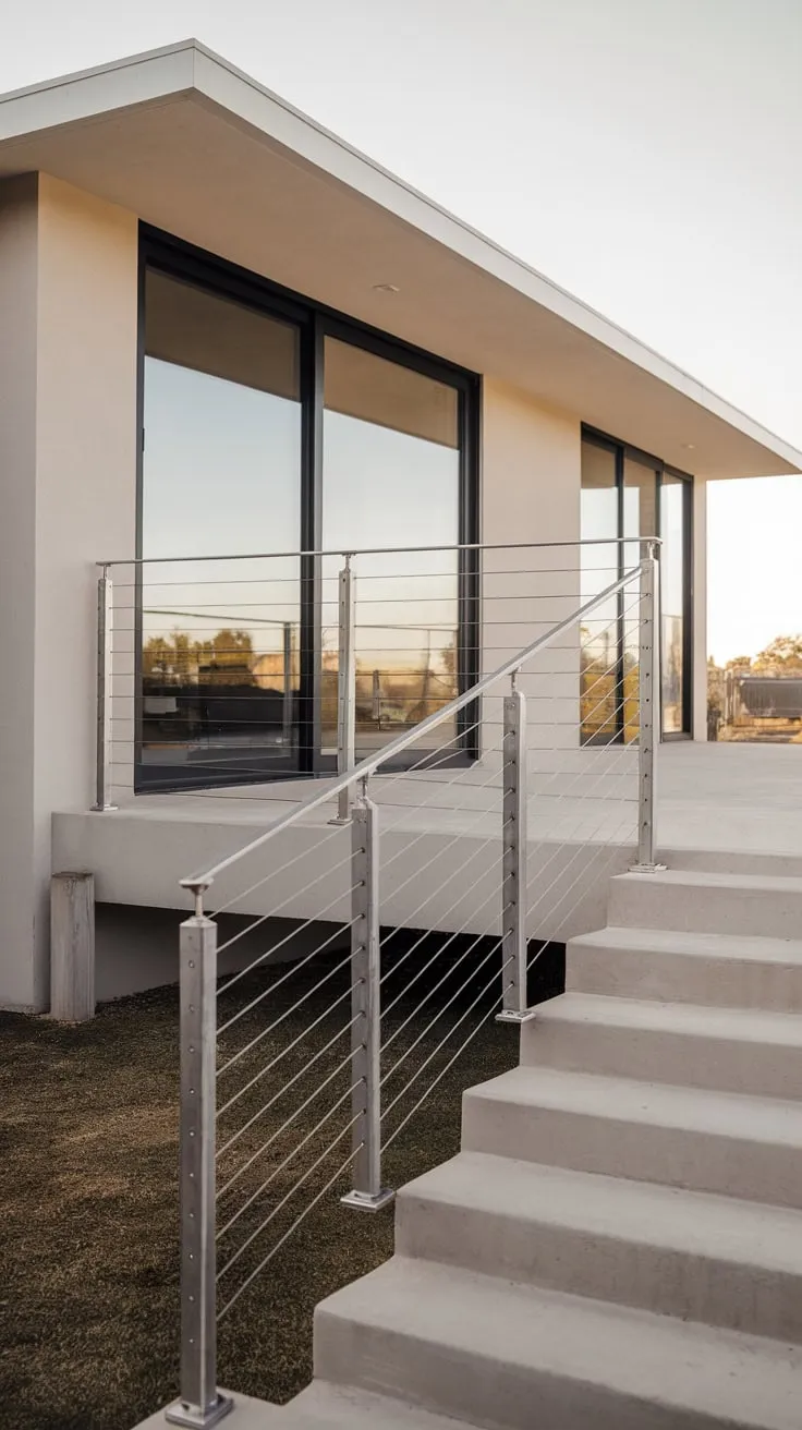 Minimalist Back Porch Railing: Safety Meets Style