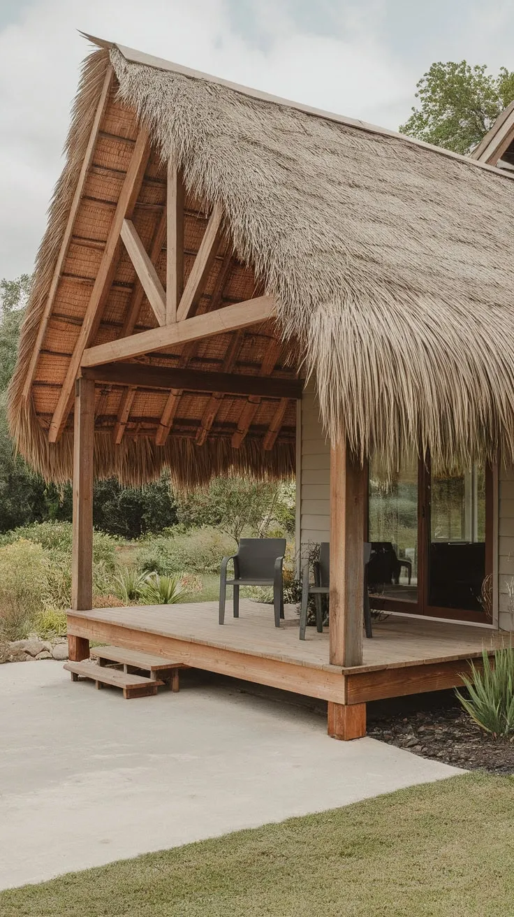 Cozy Wooden Porch Overlooking Lush Greenery