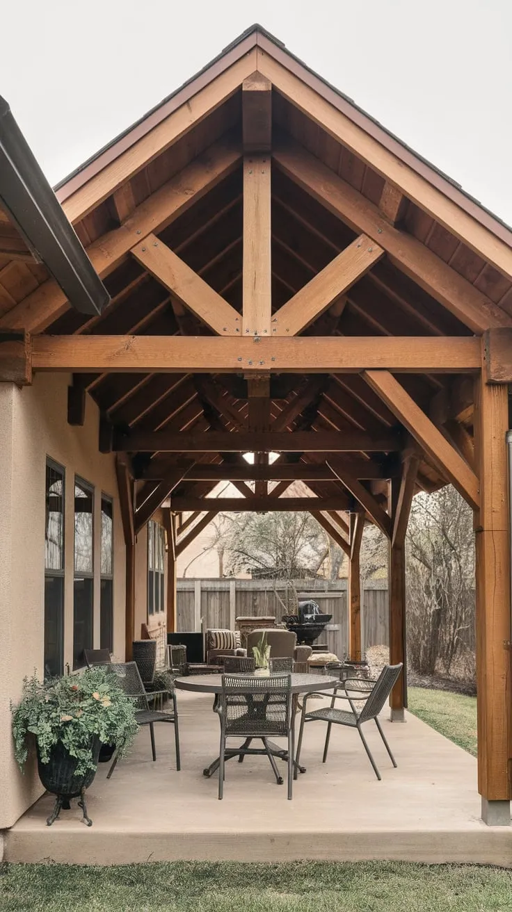 Charming Wooden Roof Over a Welcoming Porch