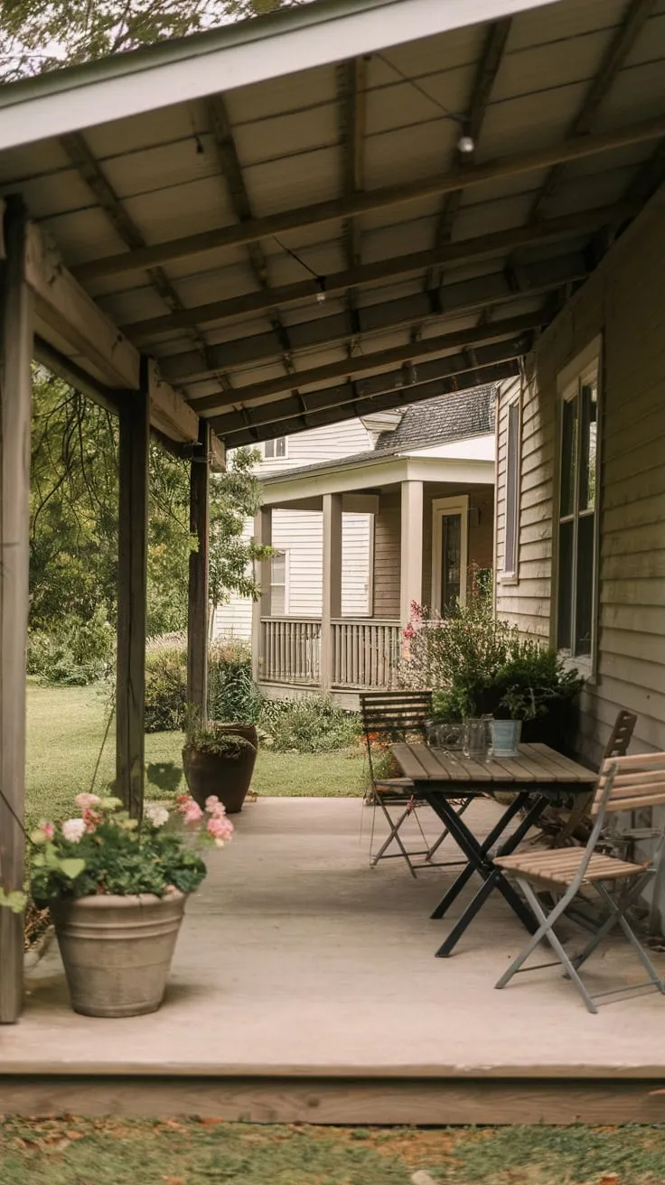 Serene Outdoor Oasis with Back Porch Roof