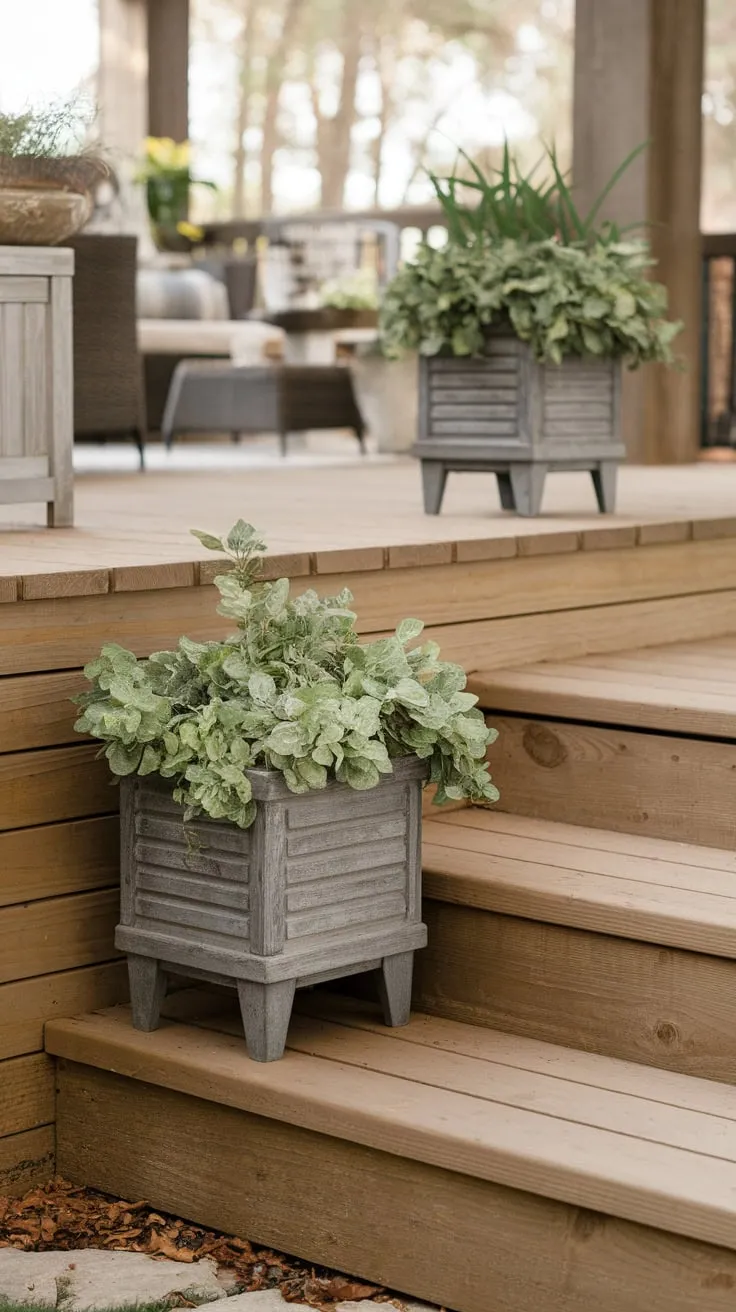 Charming Back Porch with Lush Planters