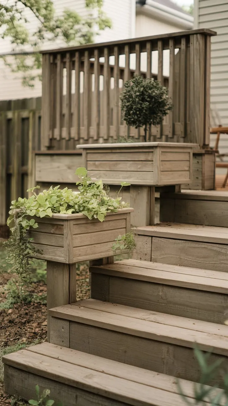 Back Porch Steps with Greenery and Charm