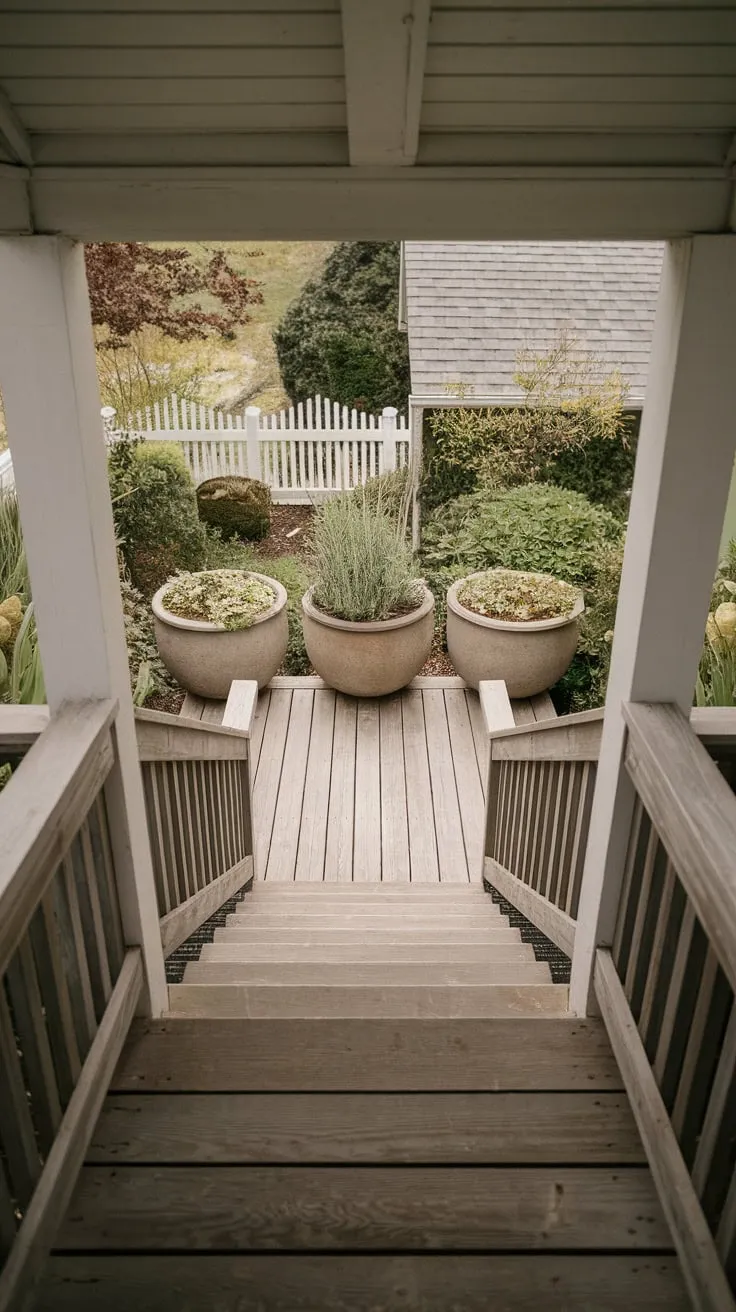 Charming Back Porch Steps to a Lush Garden