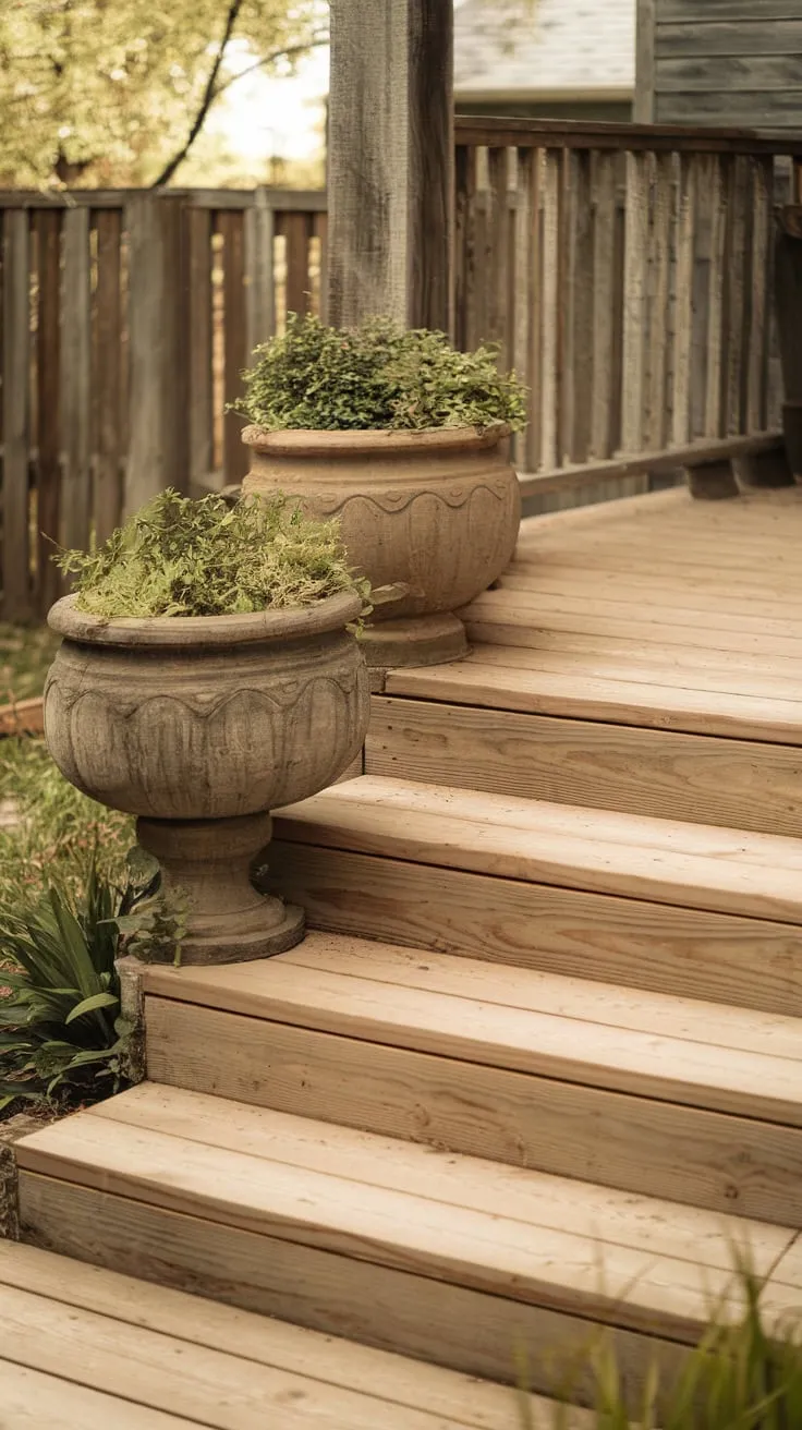 Charming Wooden Steps to a Cozy Back Porch