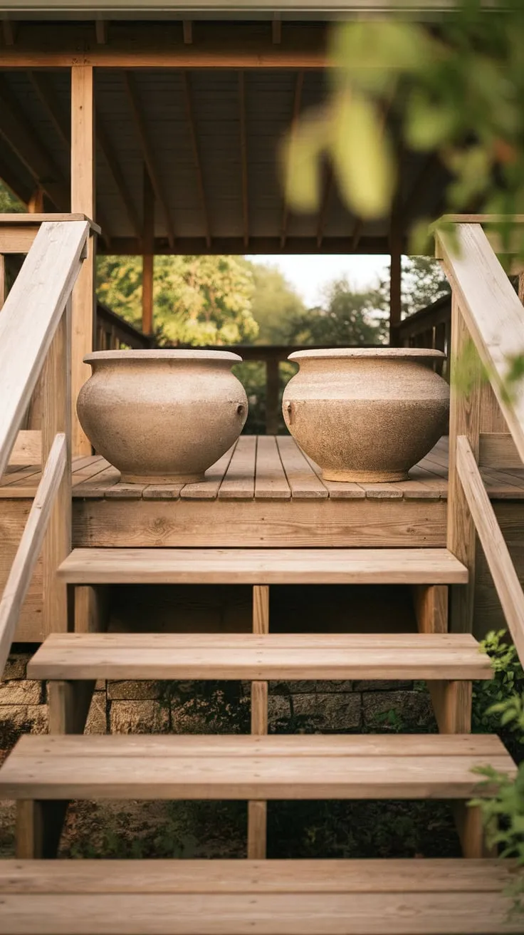 Warm-Hued Steps Leading to a Cozy Porch Retreat