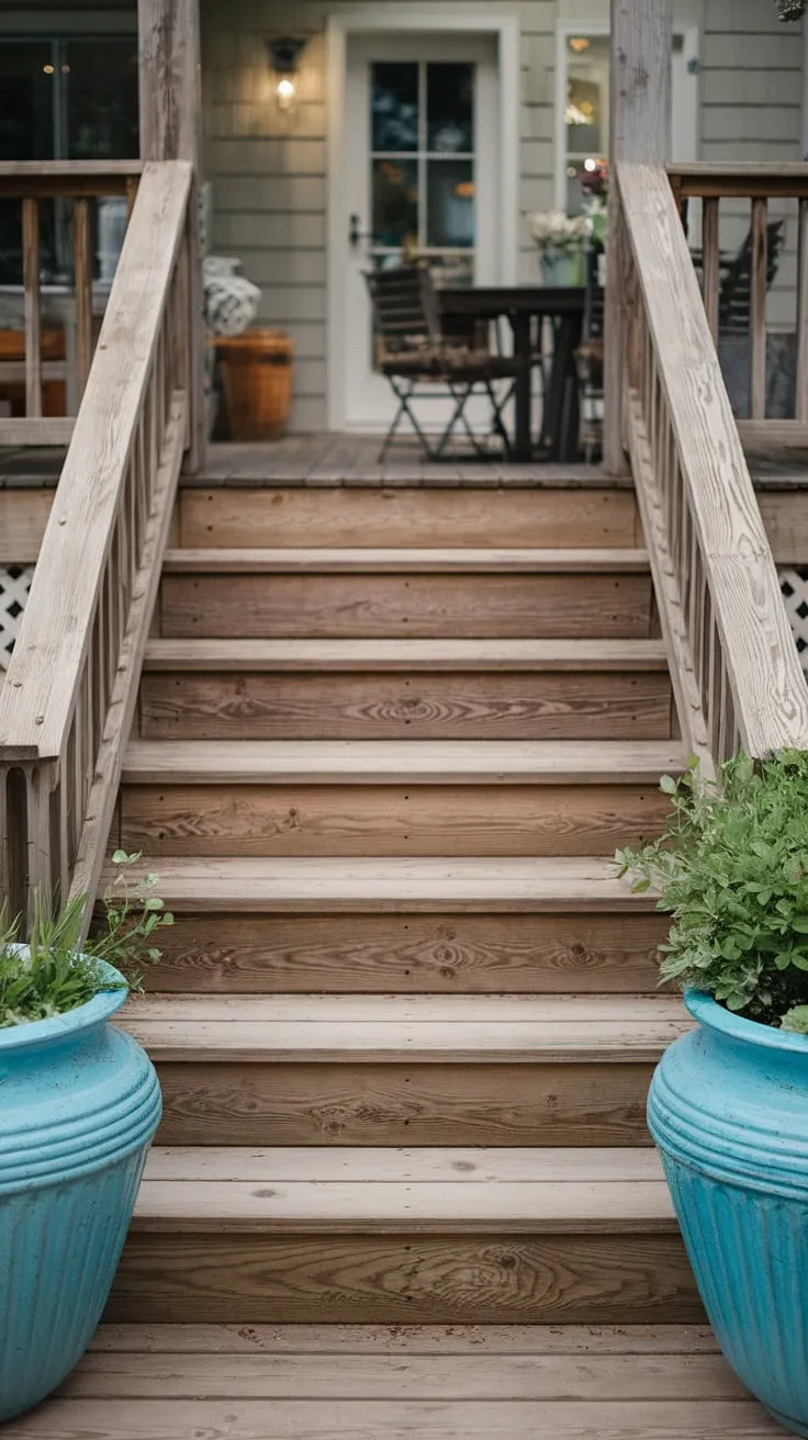 Rustic Charm of Back Porch Steps