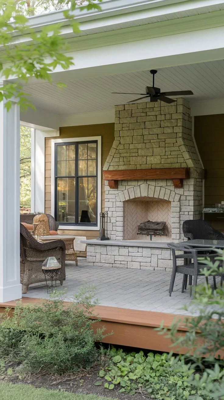 Cozy Back Porch Oasis with Fireplace