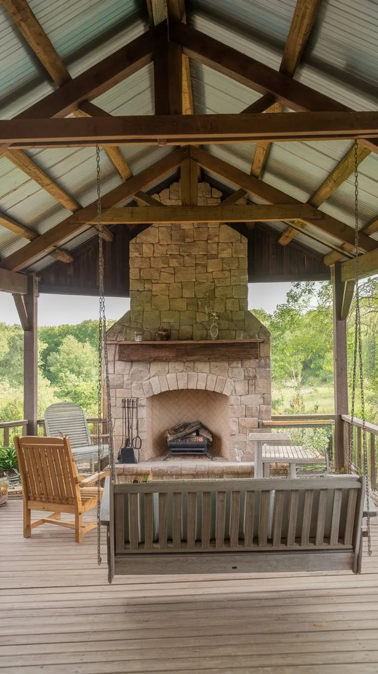 Cozy Back Porch Oasis with Fireplace