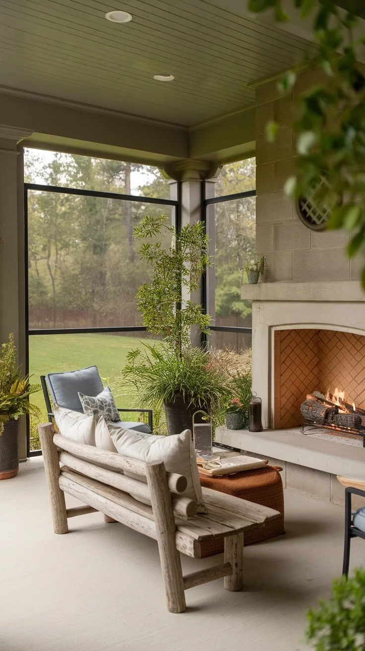 Cozy Back Porch Oasis with Fireplace