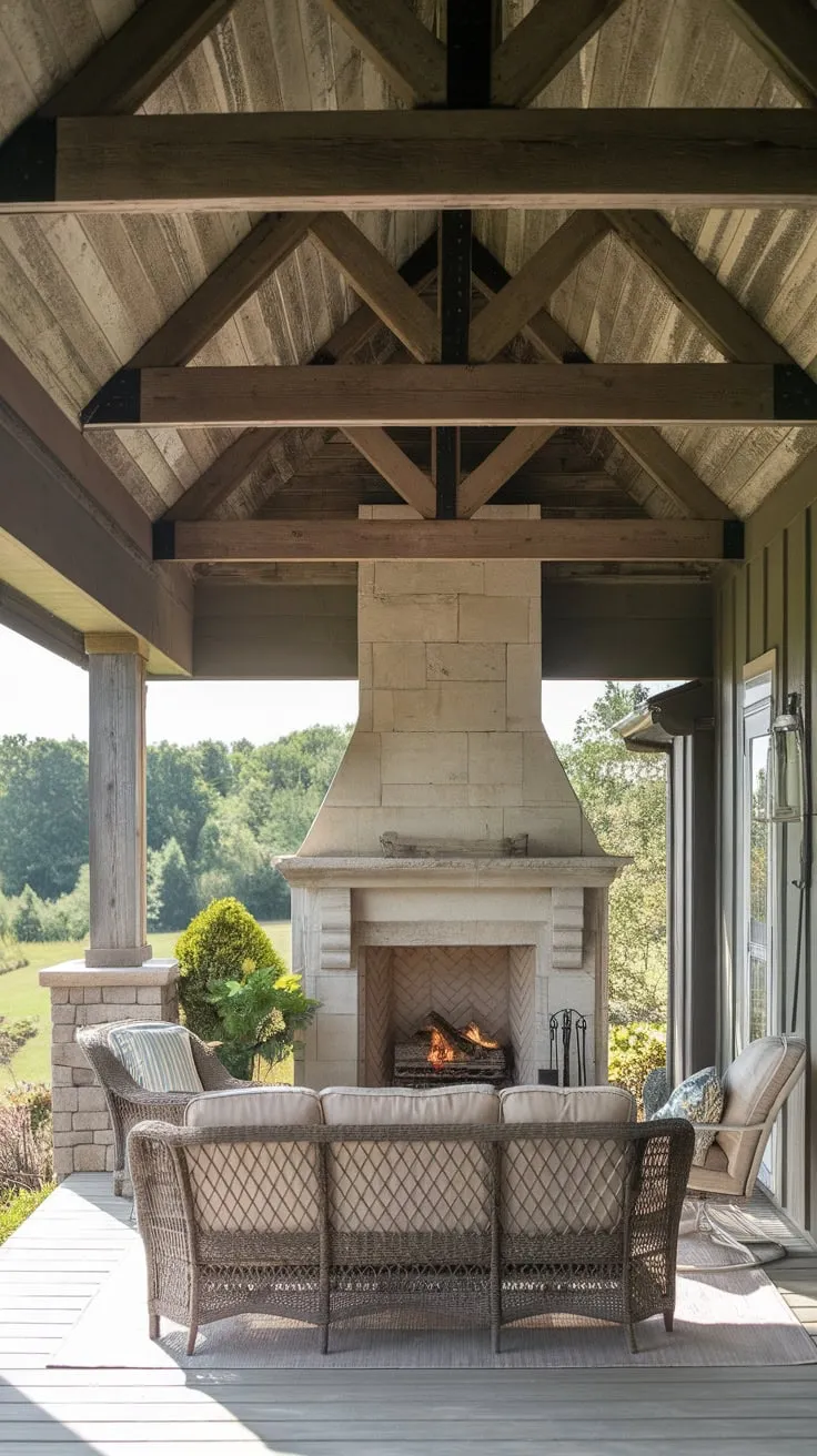 Cozy Back Porch Oasis with Fireplace