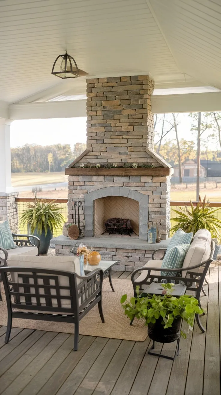 Cozy Back Porch Oasis with Fireplace