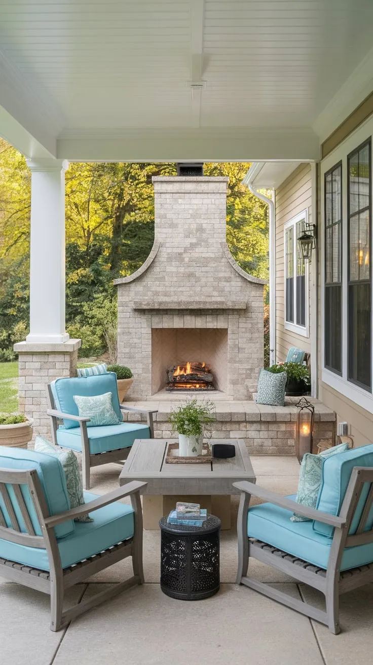 Cozy Back Porch Oasis with Fireplace