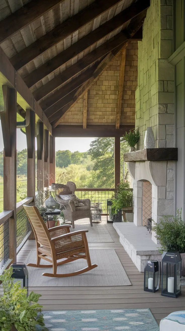Cozy Back Porch Oasis with Fireplace