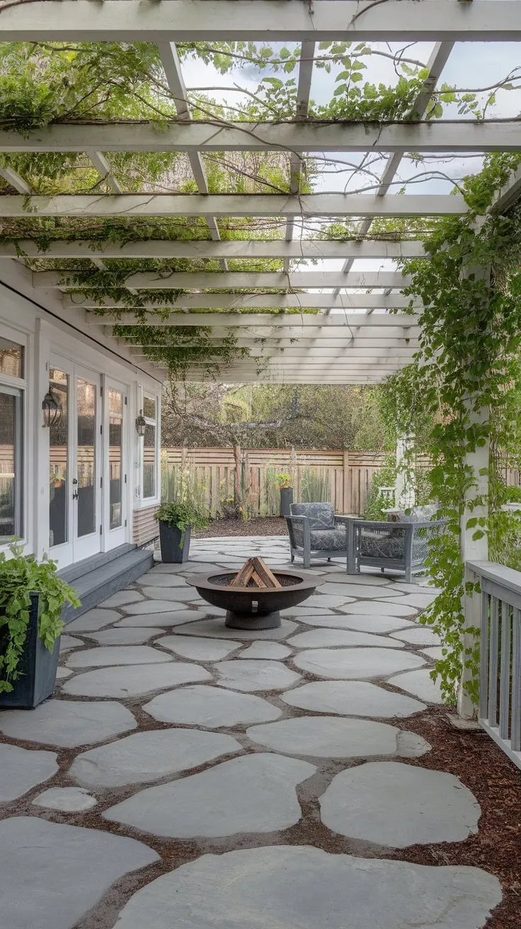 Unique Patio Retreat Under a Vined Pergola