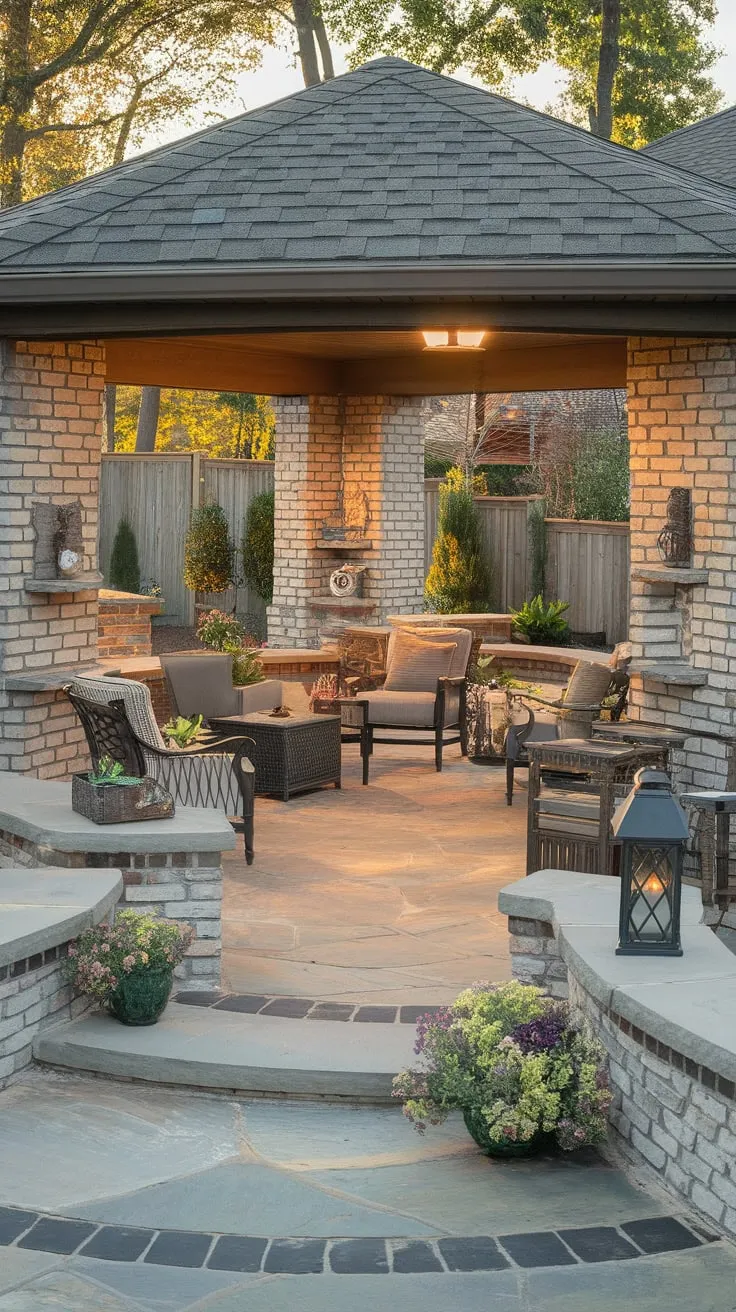 Unique Stone Patio Retreat Surrounded by Nature