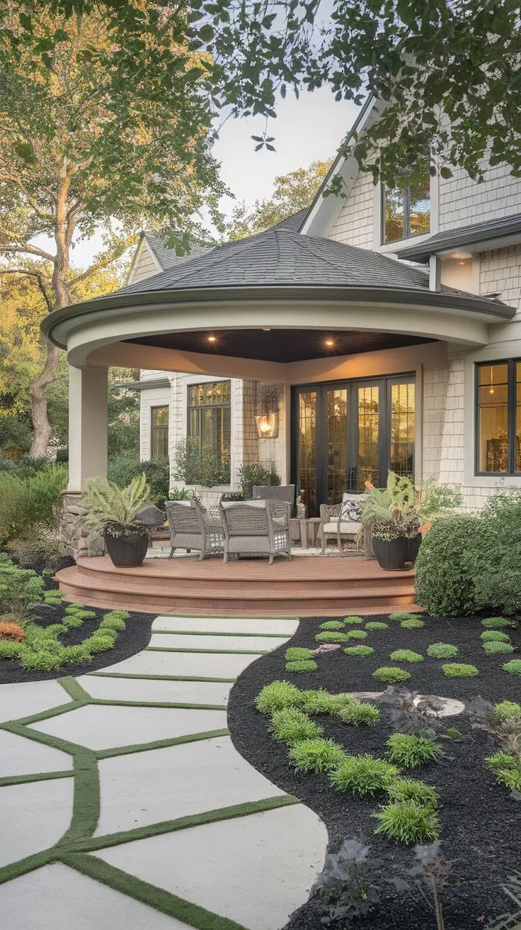 Dreamy Back Porch Oasis with Unique Patio Design