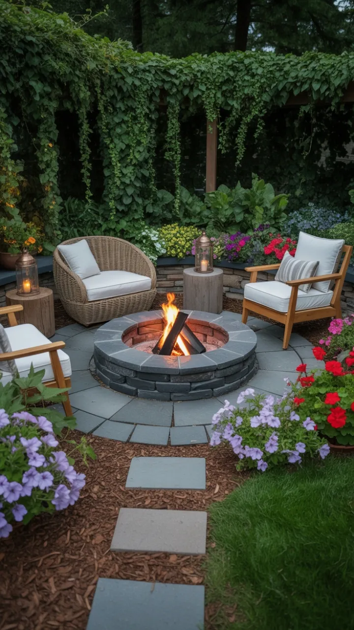 Twilight Garden Fire Pit Oasis