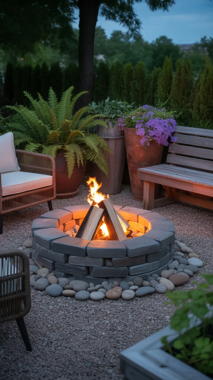 Twilight Retreat – Cozy River-Rock Fire Pit Oasis