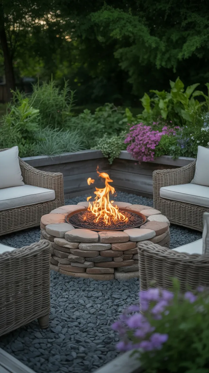 Cozy Stone Fire Pit Garden Retreat